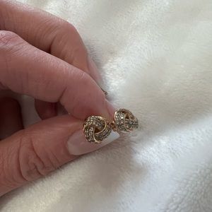 PANDORA PAVE ROSE GOLD LOVE KNOT STUD EARRINGS